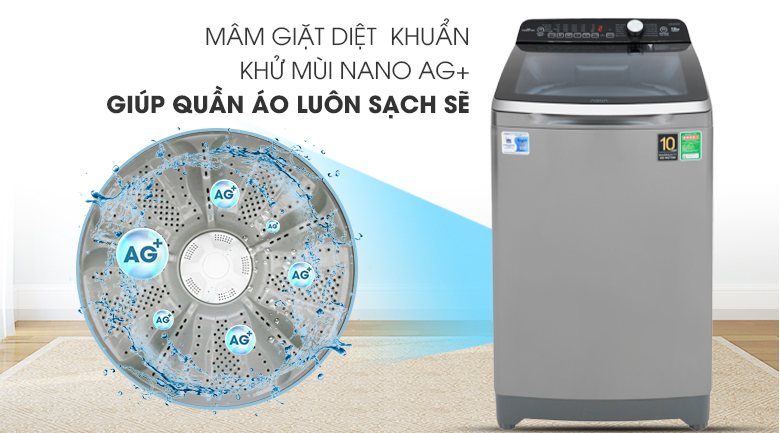 Máy giặt Inverter dưới 10 triệu Aqua Inverter 10kg AQW-DR100ET S
