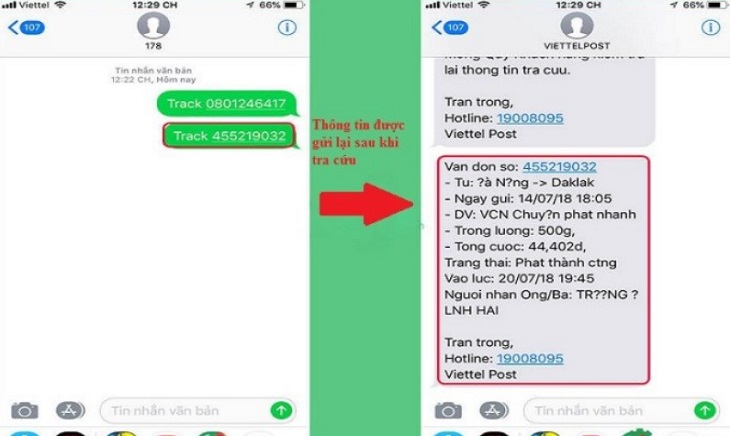 Cách tra cứu vận đơn viettel post qua tin nhắn SMS