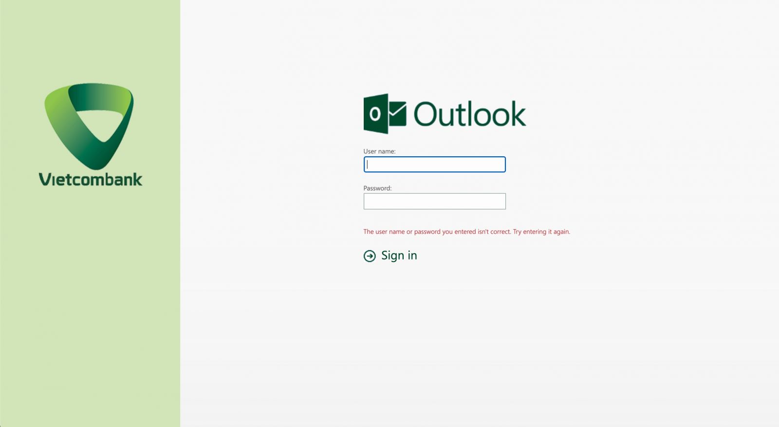 Gửi e-mail qua Outlook tới vietcombank