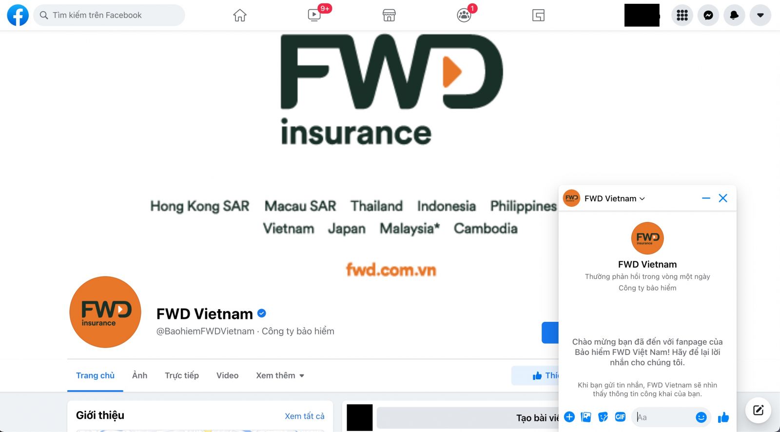 Liên hệ qua livechat bảo hiểm FWD Vietnam